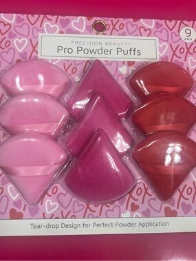 Precision Beauty Pro Powder Puffs - Pink & Red Makeup Sponges (9 Pack)